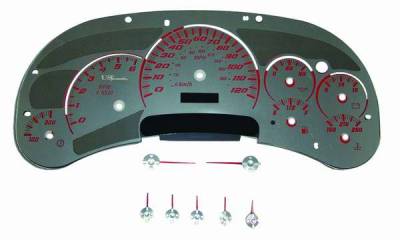 US Speedo Stainless Steel Gauge Face with Red Back and Color Match Needles - Displays 120 MPH - Transmission Temperature - SS GM 02R