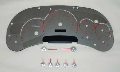 US Speedo Stainless Steel Gauge Face with Red Back and Color Match Needles - Displays Diesel - SS GM 03R