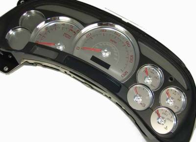 US Speedo Platinum Font Stainless Steel Gauge Face with Red Back and Color Match Needles - Displays 120 MPH - No Transmission - SS GM 06R