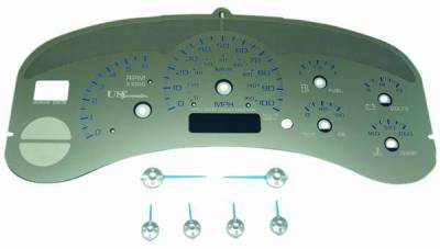 US Speedo Stainless Steel Gauge Face with Blue Back and Color Match Needles - Displays 100 MPH - No Transmission - SS GM 99B