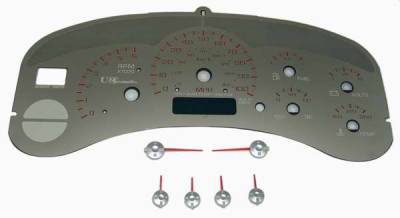 US Speedo Stainless Steel Gauge Face with Red Back and Color Match Needles - Displays 100 MPH - No Transmission - SS GM 99R