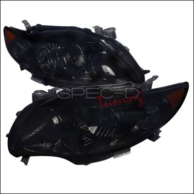 Toyota Corolla Spec-D Euro Headlights - Smoke Lens - Black Housing - 2LH-COR09SM-RS