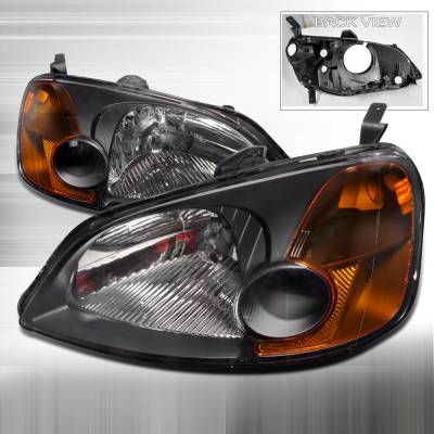 Honda Civic Spec-D Crystal Housing Headlights - Black - 2LH-CV01JM-RS