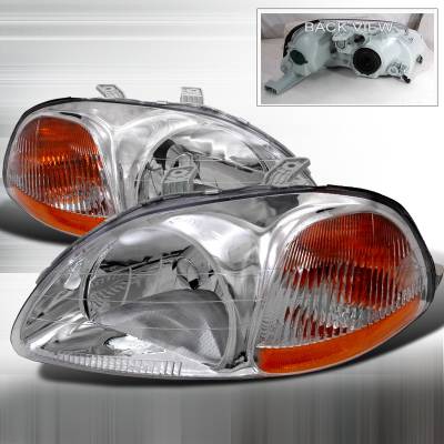 Honda Civic Spec-D Crystal Housing Headlights - Chrome - 2LH-CV96-DP