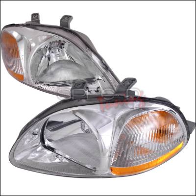 Honda Civic Spec-D Crystal Housing Headlights - Chrome - 2LH-CV96-RS