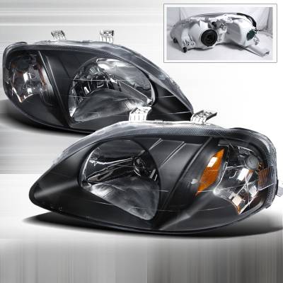 Honda Civic Spec-D Crystal Housing Headlights - Black - 2LH-CV99JM-DP