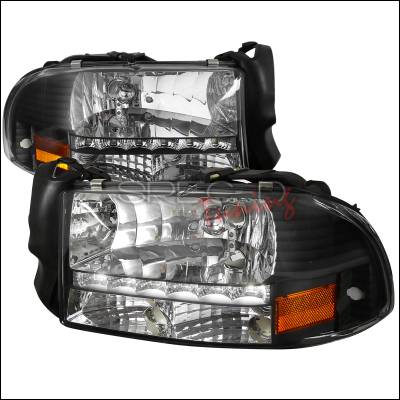 Dodge Dakota Spec-D Black Headlight with LED - 2LH-DAK97JM-RS