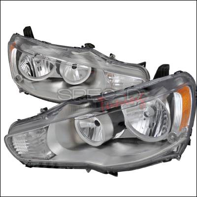 Mitsubishi Lancer Spec-D Crystal Housing Headlights - Chrome - 2LH-EVO08-DP