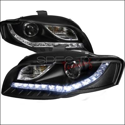 Audi A4 Spec-D R8 Style Projector Headlights - Black - 2LHP-A406JM-8-TM