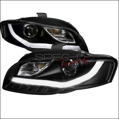 Audi A4 Spec-D R8 Style Projector Headlights with LED Signal - Black - 2LHP-A406JM-8V2-TM