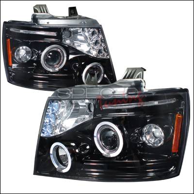 Chevrolet Avalanche Spec-D Halo Projector Headlight Gloss - Black Housing - Smoke Lens - 2LHP-AVA07G-TM