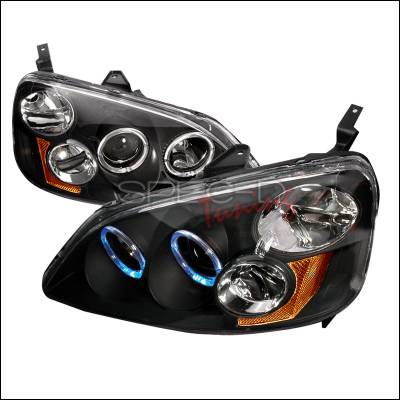 Honda Civic Spec-D Halo Projector Headlights - Black - 2LHP-CV01JM-KS