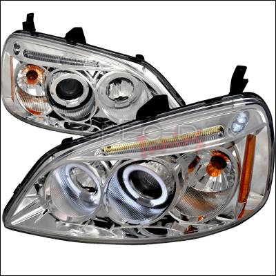 Honda Civic Spec-D Halo LED Projector Headlights - Chrome - 2LHP-CV01-TM