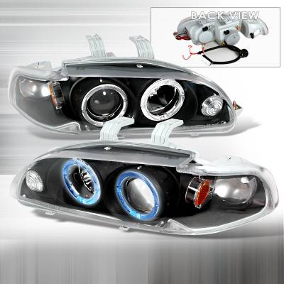 Honda Civic Spec-D Halo Projector Headlights - Black - 2LHP-CV923JM-KS