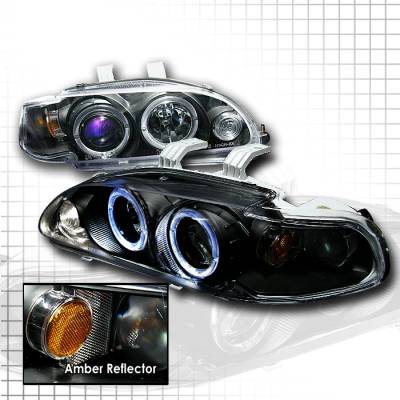 Honda Civic Spec-D Halo Projector Headlights - Black - 2LHP-CV92JM-KS