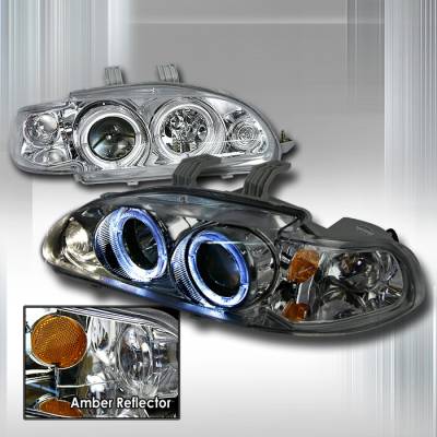 Honda Civic Spec-D Halo Projector Headlights - Chrome - 2LHP-CV92-KS