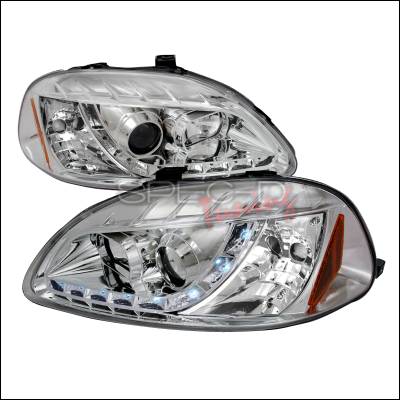 Honda Civic Spec-D R8 Style Halo LED Projector - Chrome - 2LHP-CV96-8-TM