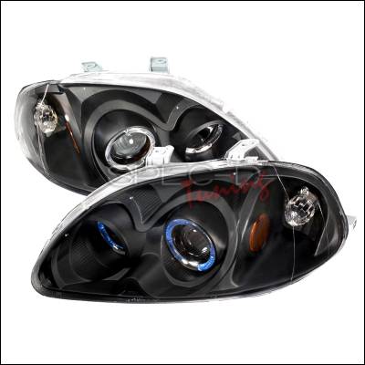 Honda Civic Spec-D Halo Projector Headlights - Black - 2LHP-CV96JM-KS