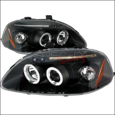 Honda Civic Spec-D Halo LED Projector Headlights - Black - 2LHP-CV96JM-TM