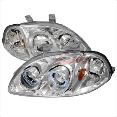 Honda Civic Spec-D Halo Projector Headlights - Chrome - 2LHP-CV96-KS