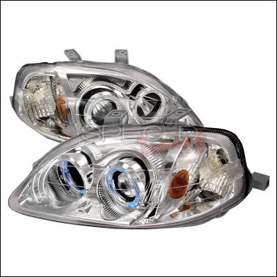 Honda Civic Spec-D Halo Projector Headlights - Chrome - 2LHP-CV99-KS