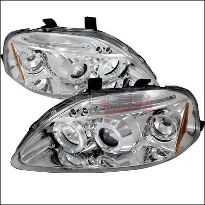 Honda Civic Spec-D Halo LED Projector Headlights - Chrome - 2LHP-CV99-TM