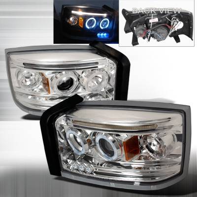 Dodge Dakota Spec-D Halo LED Projector Headlights - Chrome - 2LHP-DAK05-TM