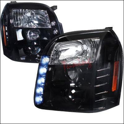 GMC Denali Spec-D Halo Projector Headlight Gloss - Black Housing - Smoke Lens - 2LHP-DEN07G-TM