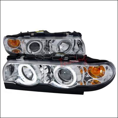 BMW 7 Series Spec-D Projector Headlights - Chrome Housing - Day Light Ring - 2LHP-E3895-DL-APC