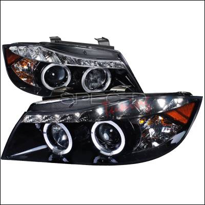 BMW 3 Series 4DR Spec-D R8 Style Projector Headlight Gloss - Black Housing - Smoke Lens - 2LHP-E9005G-8-TM