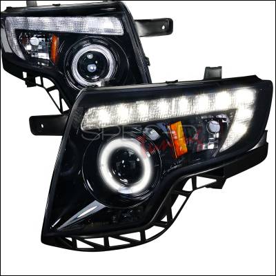 Ford Edge Spec-D Black Housing Projector Headlights - Smoked Lens Gloss - 2LHP-EDG07G-TM
