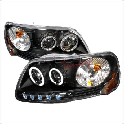 Ford F150 Spec-D Halo Projector Headlights - Black - 2LHP-F150971PCJM-KS