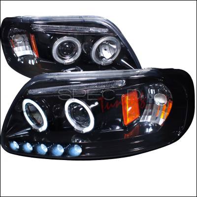 Ford F150 Spec-D Halo Projector Headlight Gloss - Black Housing - Smoke Lens - 2LHP-F15097G-TM