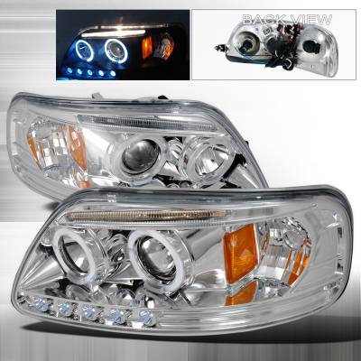 Ford F150 Spec-D Halo LED Projector Headlights - Chrome - 2LHP-F15097-TM