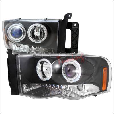 Dodge Ram Spec-D Halo LED Projector Headlights - Black - 2LHP-RAM02JM-TM