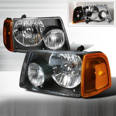 Ford Ranger Spec-D Crystal Housing Headlights - Black - 2LH-RAN01JM-KS