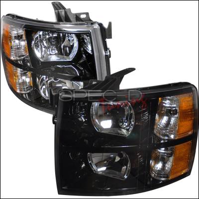 Chevrolet Silverado Spec-D Crystal Housing Headlights - Black - 2LH-SIV07JM-DP