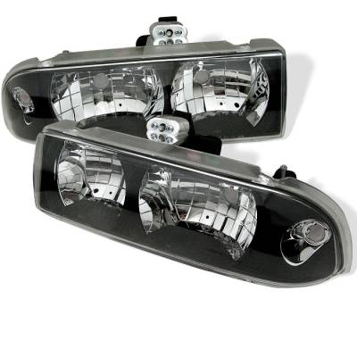 Chevrolet S10 Spyder Crystal Headlights - Black - 333-CS1098-BK