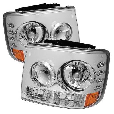 Chevrolet Suburban Spyder LED Crystal Headlights - Chrome - 333-CS99-1PC-AM-C