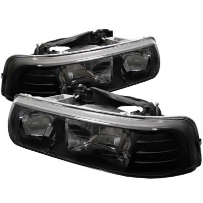 Chevrolet Silverado Spyder Crystal Headlights - Black - 333-CSIL99-BK