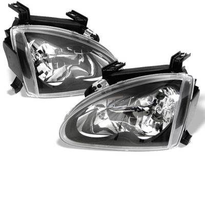 Honda Del Sol Spyder Crystal Headlights - Black - 333-HD93-BK