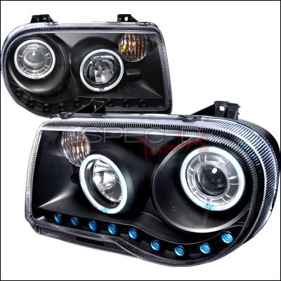 Chrysler 300 Spec-D CCFL Halo Projector Headlights - Black - 3LHP-300C05JM-KS