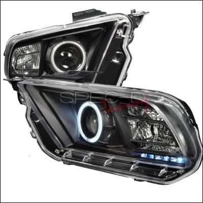 Ford Mustang Spec-D CCFL Halo Projector Headlights - Black - 3LHP-MST10JM-KS