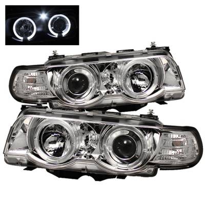 Spyder - BMW 7 Series Spyder Projector Headlights - Xenon HID Model Only - LED Halo - Chrome - 1PC - 444-BMWE3899-HID-HL-C - Image 1