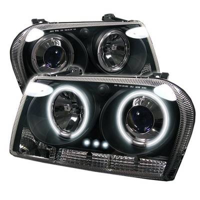 Chrysler 300 Spyder Projector Headlights - CCFL Halo - LED - Black - 444-C305-CCFL-BK