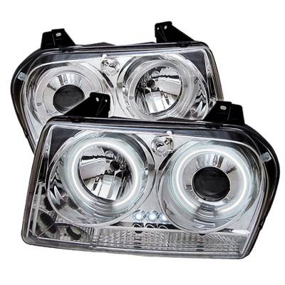 Chrysler 300 Spyder Projector Headlights - CCFL Halo - LED - Chrome - 444-C305-CCFL-C