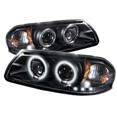 Chevrolet Impala Spyder Projector Headlights - CCFL Halo - LED - Black - 444-CHIP00-CCFL-BK