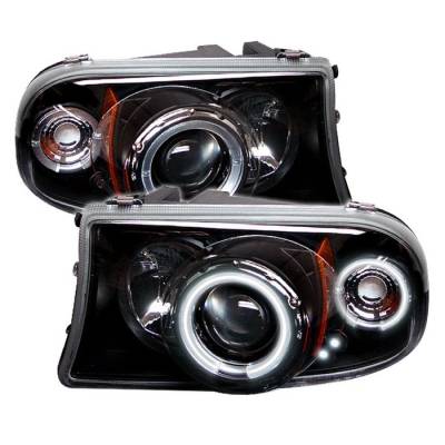 Dodge Dakota Spyder Projector Headlights - CCFL Halo - LED - Black - 1PC - 444-DDAK97-CCFL-BK