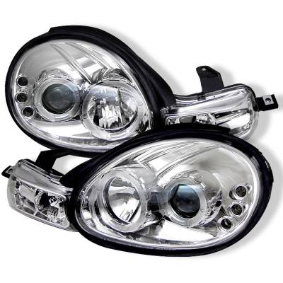 Dodge Neon Spyder Projector Headlights - LED Halo - LED - Chrome - 444-DN00-HL-C