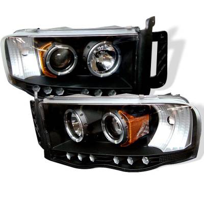 Dodge Ram Spyder Projector Headlights - LED Halo - LED - Black - 444-DR02-HL-BK